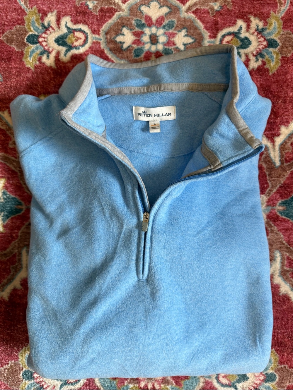 Peter Millar Men’s Light Blue Quarter Zip Pullover Sweater Size Large